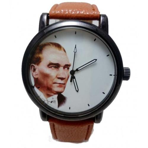 Atatürk imzalı erkek kol saati kahverengi kordon